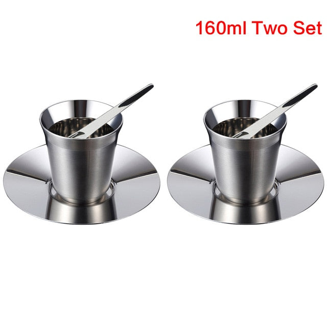 Espresso Mugs 80ml 160ml Set of 2 ,Stainless Steel Espresso Cups